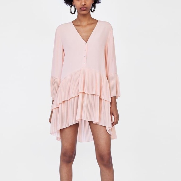 zara contrasting pleated blouse